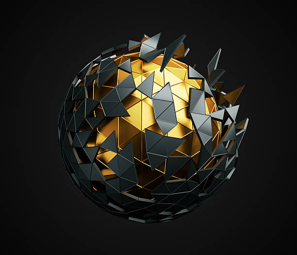 Low Poly Sphere with Chaotic Structure. stock photo
