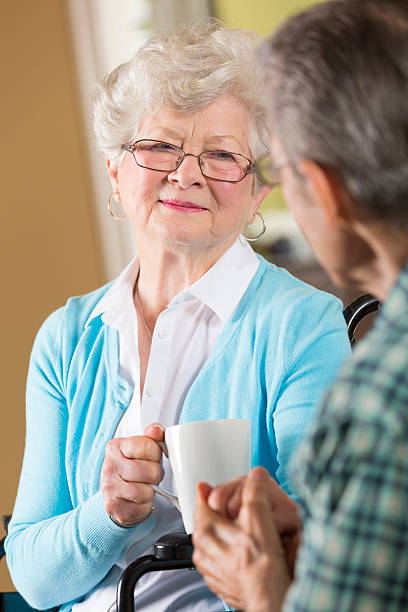 istock Senior couple have coffee together 601946860