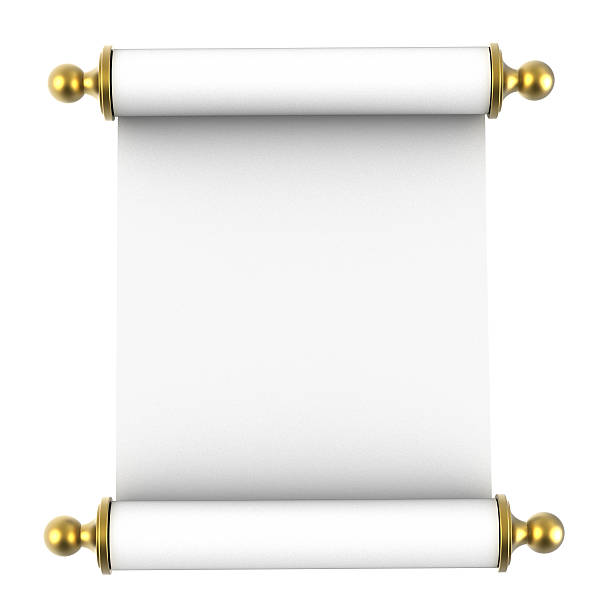 istock Scroll paper with golden handles over white 601948058