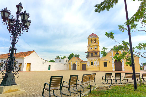 istock Santa Barbara Church and Benches 601948284