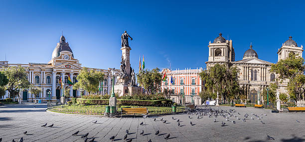 プラザムリーリョ, 政府宮殿と大聖堂 - ラパス, ボリビア - ラパス ストックフォトと画像