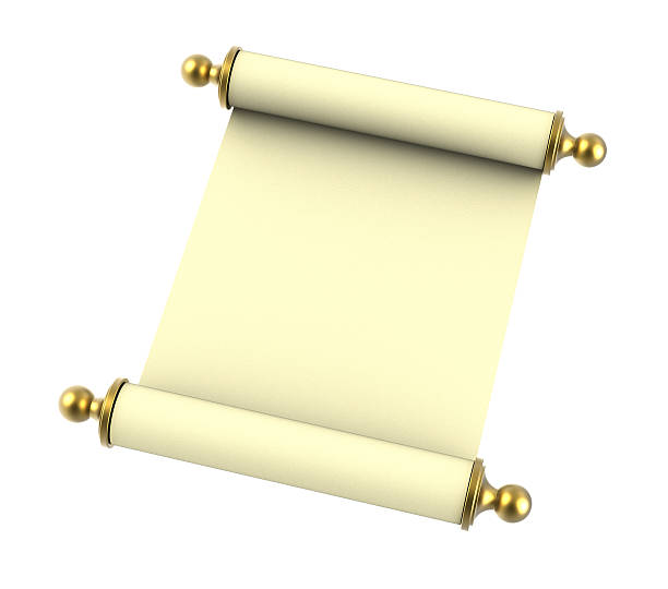 istock Scroll paper with golden handles over white 601948386