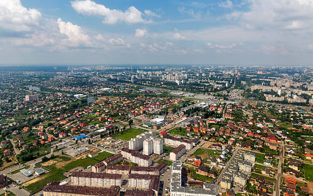 istock Kiev suburb aerial cityscape 602289394
