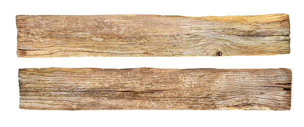 istock Old plank of wood on white background. 602290014