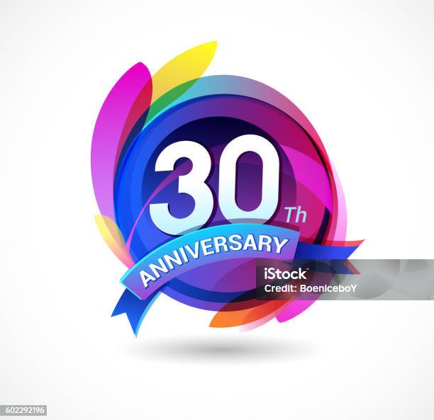 Anniversary Abstract Background With Icons And Elements-vektorgrafik och fler bilder på 30-34 år