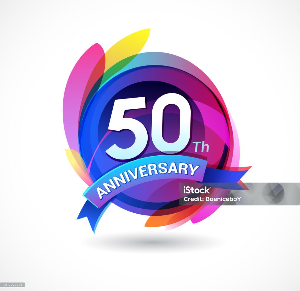 50th anniversary - abstract background with icons and elements anniversary vector series 50-54 Years stock vector
