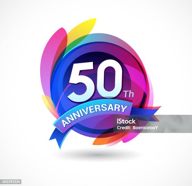 50th Anniversary Abstract Background With Icons And Elements Stock Illustration - Download Image Now