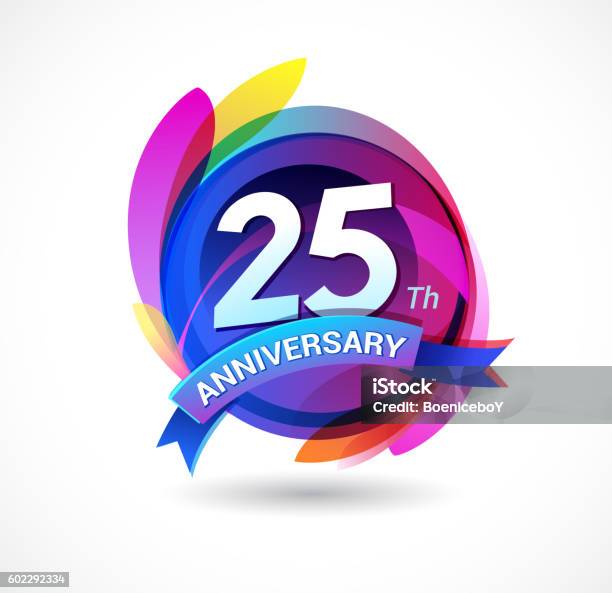 25th Anniversary Abstract Background With Icons And Elements Stock Illustration - Download Image Now