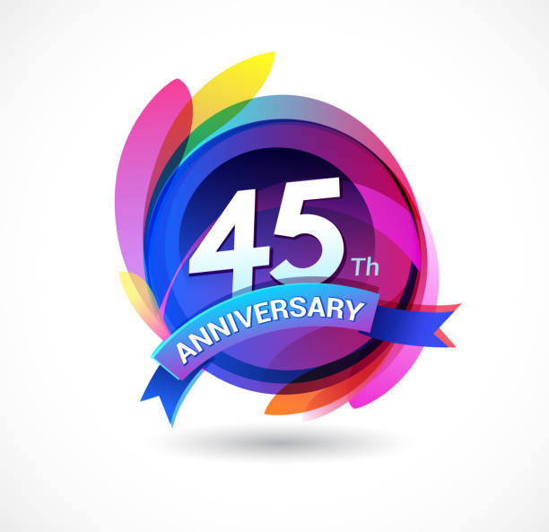 45th anniversary - abstract background with icons and elements anniversary vector series 40 49 years stock illustrations
