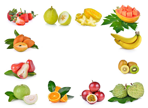 istock callection of fruits on white background with space 602305390