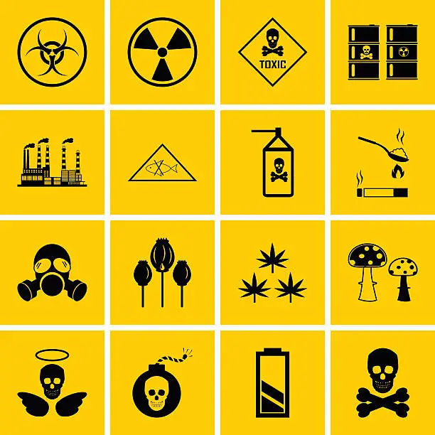 Vector illustration of Vector hazard and danger icons set