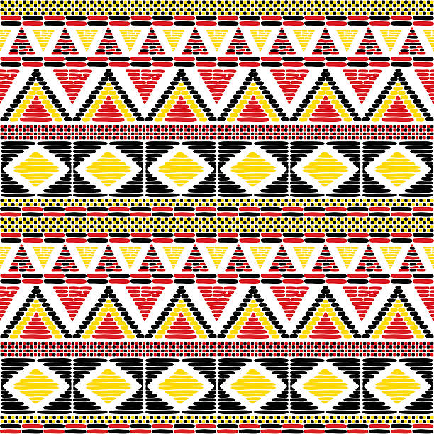 wektor plemienny bez szwu. afrykański druk w ugandyjskich flagach kolorów. - south american culture stock illustrations