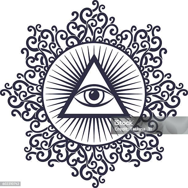 Eye In Triangle Stock Illustration - Download Image Now - Chakra, Triangle Shape, Alchemy