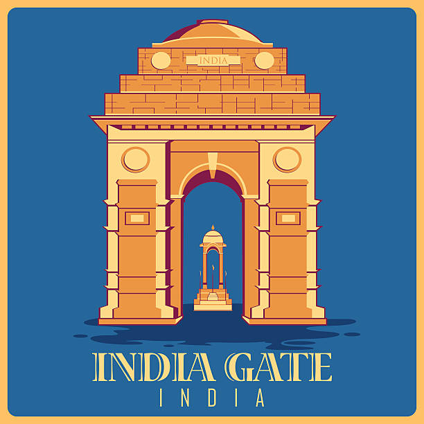 Vintage Poster Of India Gate In Delhi Famous Monument Stock Illustration -  Download Image Now - iStock