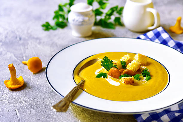 istock Creamy chanterelle soup. 602315370
