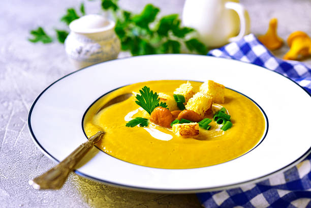 istock Creamy chanterelle soup. 602315980