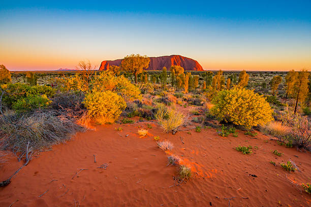 울룰루 썬라이즈 - uluru australia northern territory sunrise 뉴스 사진 이미지