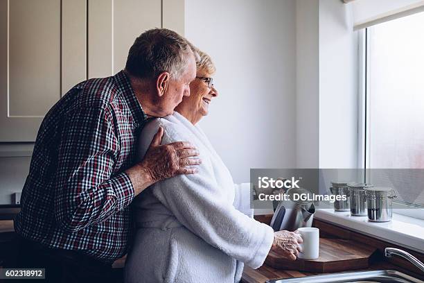 Senior Couple At Home Stock Photo - Download Image Now - Senior Couple, Senior Adult, Husband