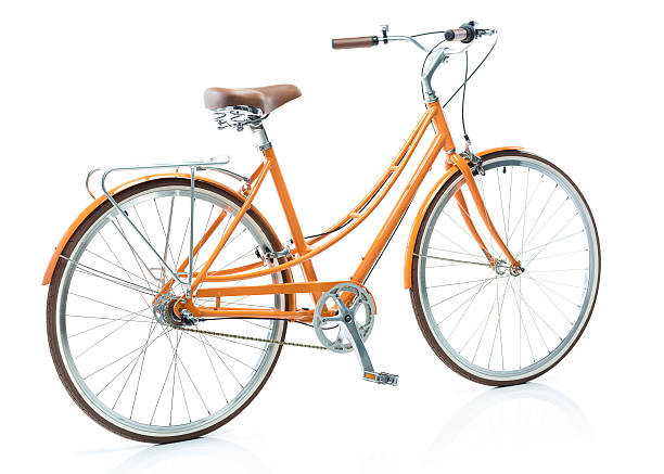 istock Stylish orange bicycle isolated on white background 602322184