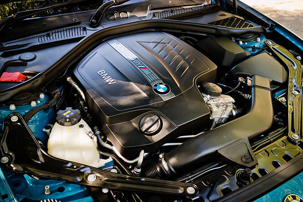 BMW M2 2016 Engine Hong Kong, China June 27, 2016 : BMW M2 2016 Engine on June 27 2016 in Hong Kong. m2 machine gun photos stock pictures, royalty-free photos & images