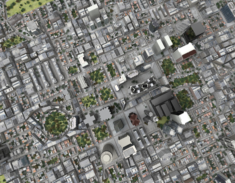 City top view 3d rendering