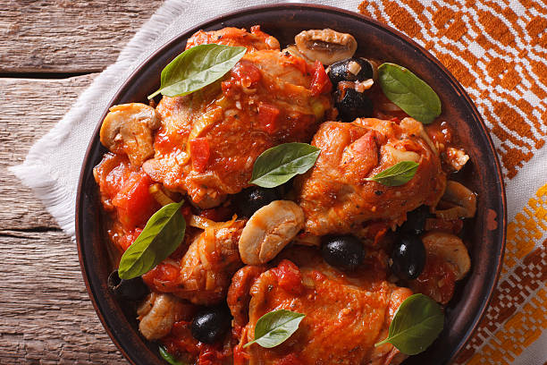 istock Italian Cacciatori chicken closeup on a plate. horizontal top view 602325966