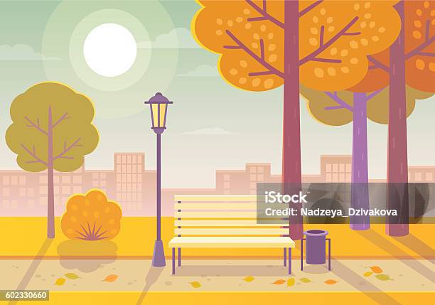 Autumn Park Stock Illustration - Download Image Now - Autumn, Street, Public Park