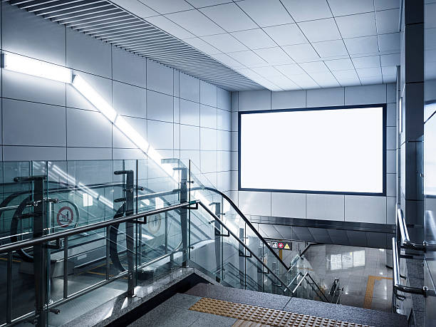 istock Billboard Banner signage mock up display in subway with escalator 602331466