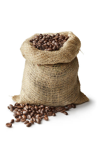 istock Coffee: Coffee Beans in Sack Isolated on White Background 602336824