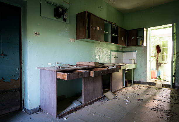 istock Interior of a dirty abandoned cuisine room 602337252