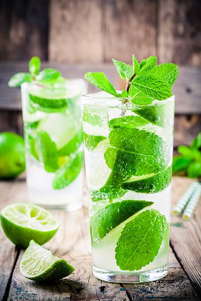 istock fresh mojito cocktails with lime, mint and ice in glass 602337644