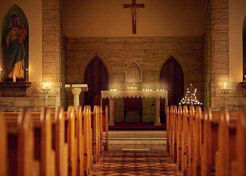 Cropped shot of the inside of an empty church