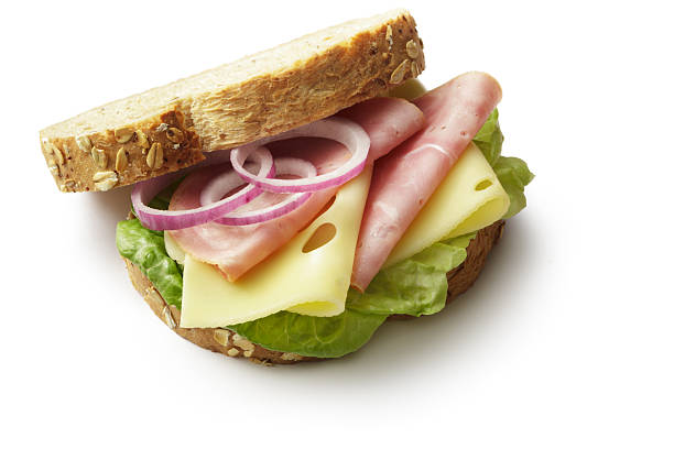 istock Sandwiches: Ham and Cheese Sandwich Isolated on White Background 602338342