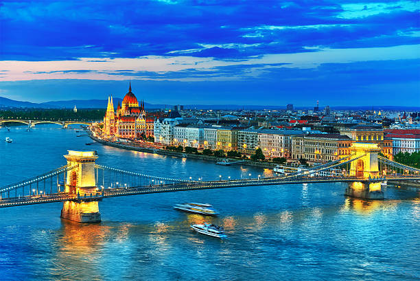 istock Szechenyi Chain Bridge and Parliament at dusk. 603151090