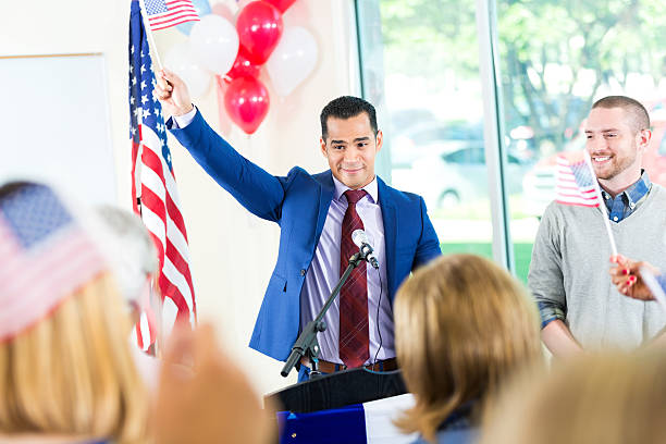 istock Man speaking to community while running for local government 603151464