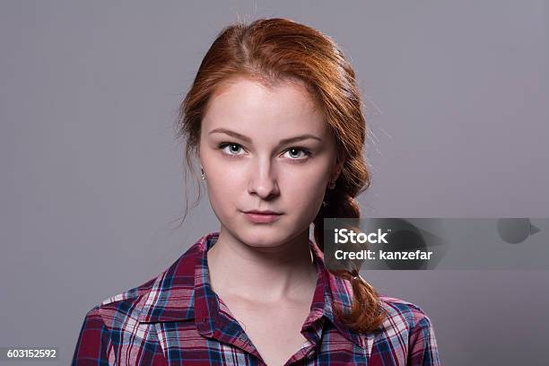 Serious Girl Looking At The Camera Stock Photo - Download Image Now - Teenager, Front View, Serious