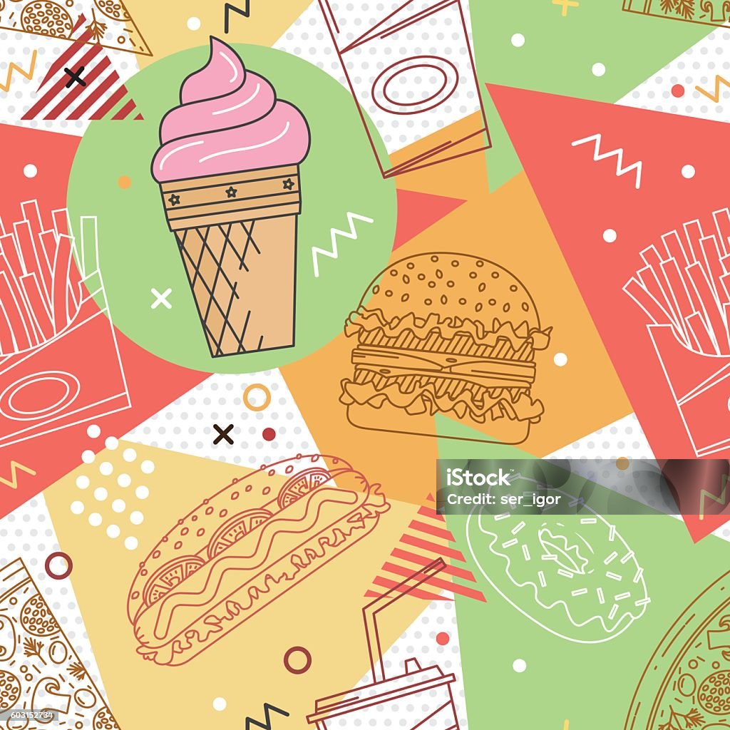 Fast Food Stock Pattern Fast Food Seamless Pattern Stock Illustration - Download Image Now ...