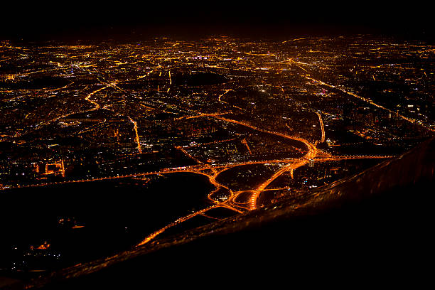 istock View the city at night from an airplane. 603154816