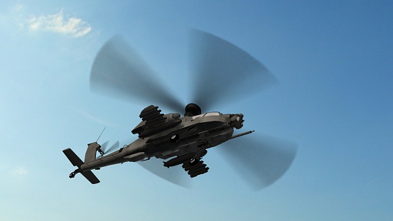 armed longbow apache helicopter in flight