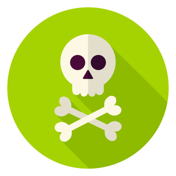 デッドマンスカルサークルアイコン - skull and crossbones toxic substance halloween human bone点のイラスト素材／クリップアート素材／マンガ素材／アイコン素材