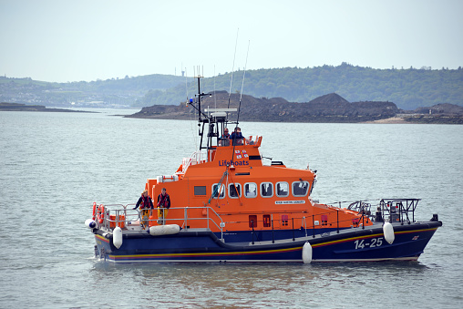 Cobh, Сounty Cork, Ireland - May 16, 2014: rescue lifeboat in cobh harbour county cork ireland