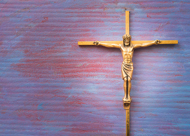 istock Brass Cross with crucified Jesus Christ 603158432