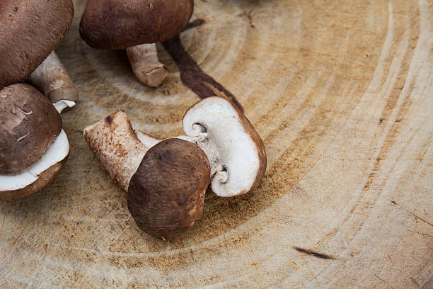 istock Shiitake mushrooms on wood background 603161802