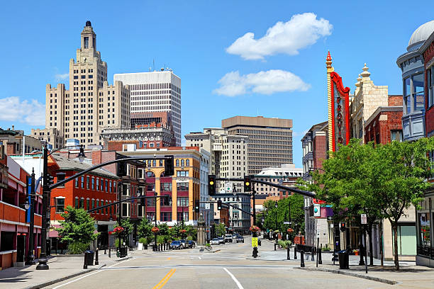 Downtown Providence Rhode Island Providence is the capital and most populous city in Rhode Island. Downtown Providence has numerous 19th-century mercantile buildings in the Federal and Victorian architectural styles. Providence is known for its nationally renowned restuarants ,great museums, and galleries. providence rhode island stock pictures, royalty-free photos & images
