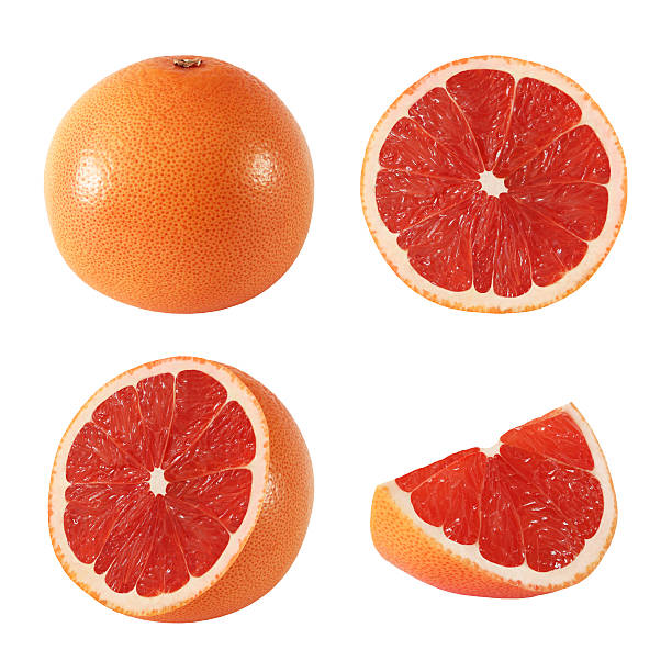 istock Collection whole and cut grapefruit fruits isolated with clipping path 603163072
