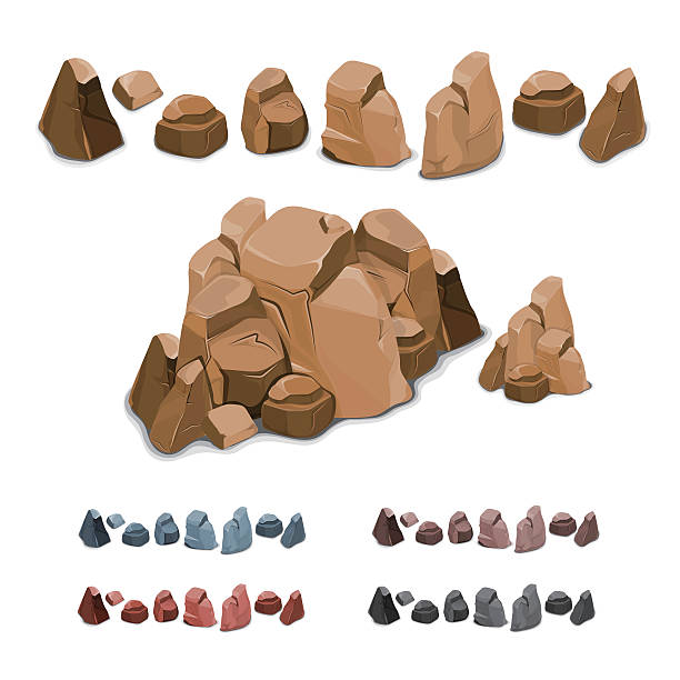 Set of different rocks vector art illustration