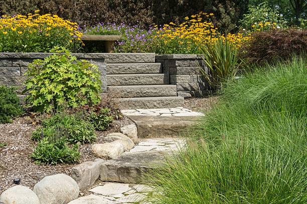 istock Professional Landscaping With Pavers and Boulders 603163694