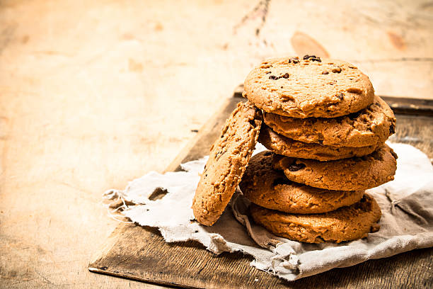 istock Oat cookies on the old fabric . 603165454