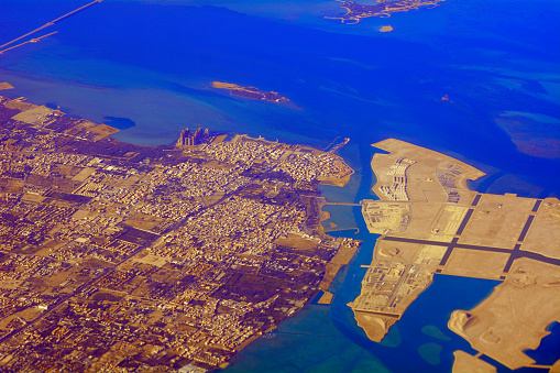 Aerial view of Manama above Bahrein.