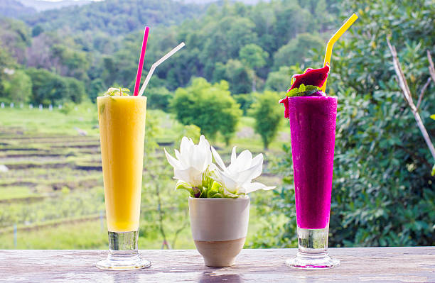 istock Fresh jackfruit juice and dragon fruit juice 603169024